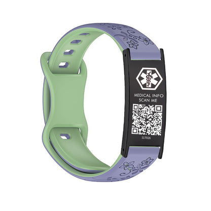 Sport Medical Alert Bracelet with QR Code for women and girls Two-color engraved silicone band