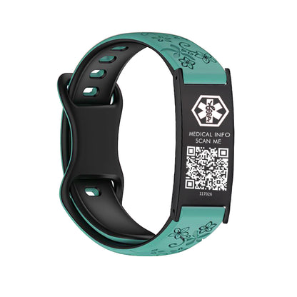 Sport Medical Alert Bracelet with QR Code for women and girls Two-color engraved silicone band