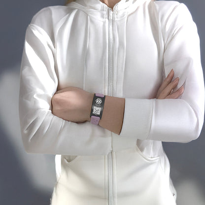 Sport Medical Alert Bracelet with QR Code for women and girls Two-color engraved silicone band