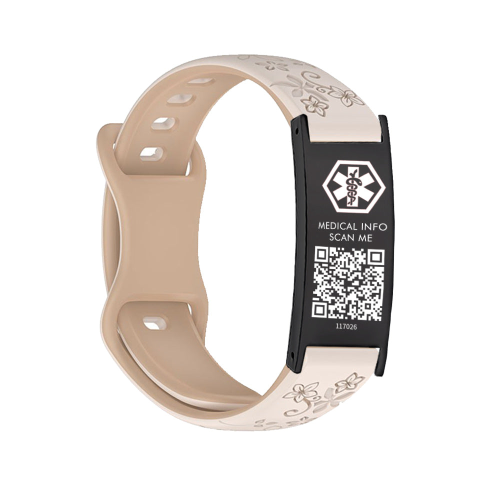 Sport Medical Alert Bracelet with QR Code for women and girls Two-color engraved silicone band