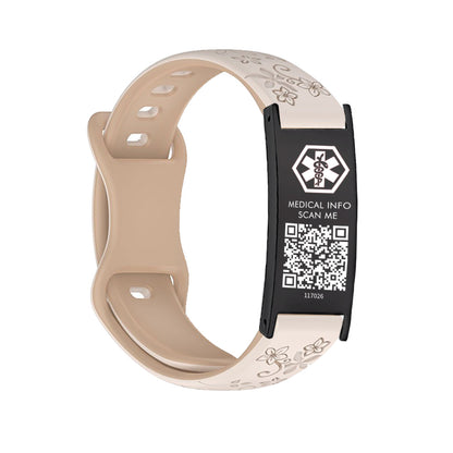 Sport Medical Alert Bracelet with QR Code for women and girls Two-color engraved silicone band