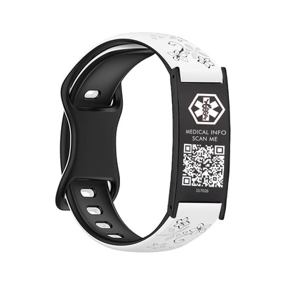 Sport Medical Alert Bracelet with QR Code for women and girls Two-color engraved silicone band