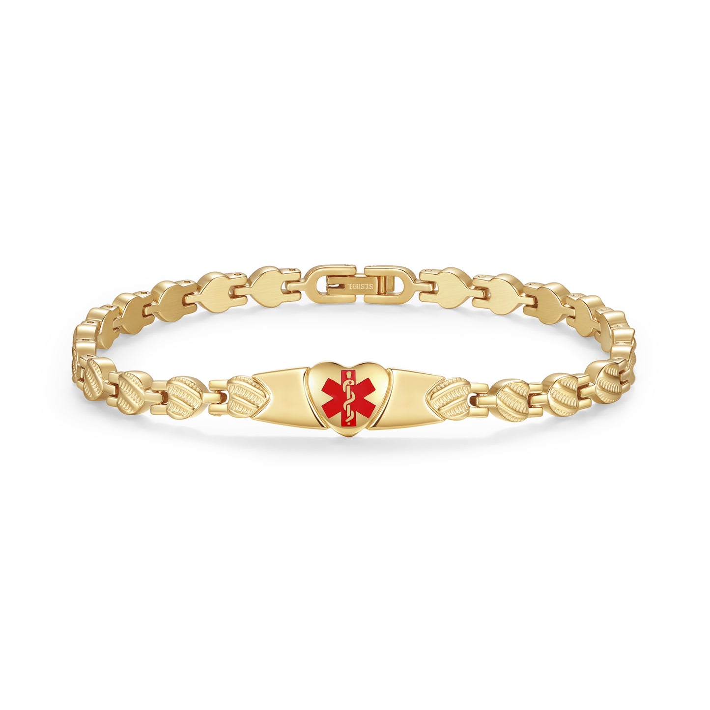 Heart Medical Alert Bracelet for Women – Stainless Steel | Custom Engraving | Adjustable 6-9"