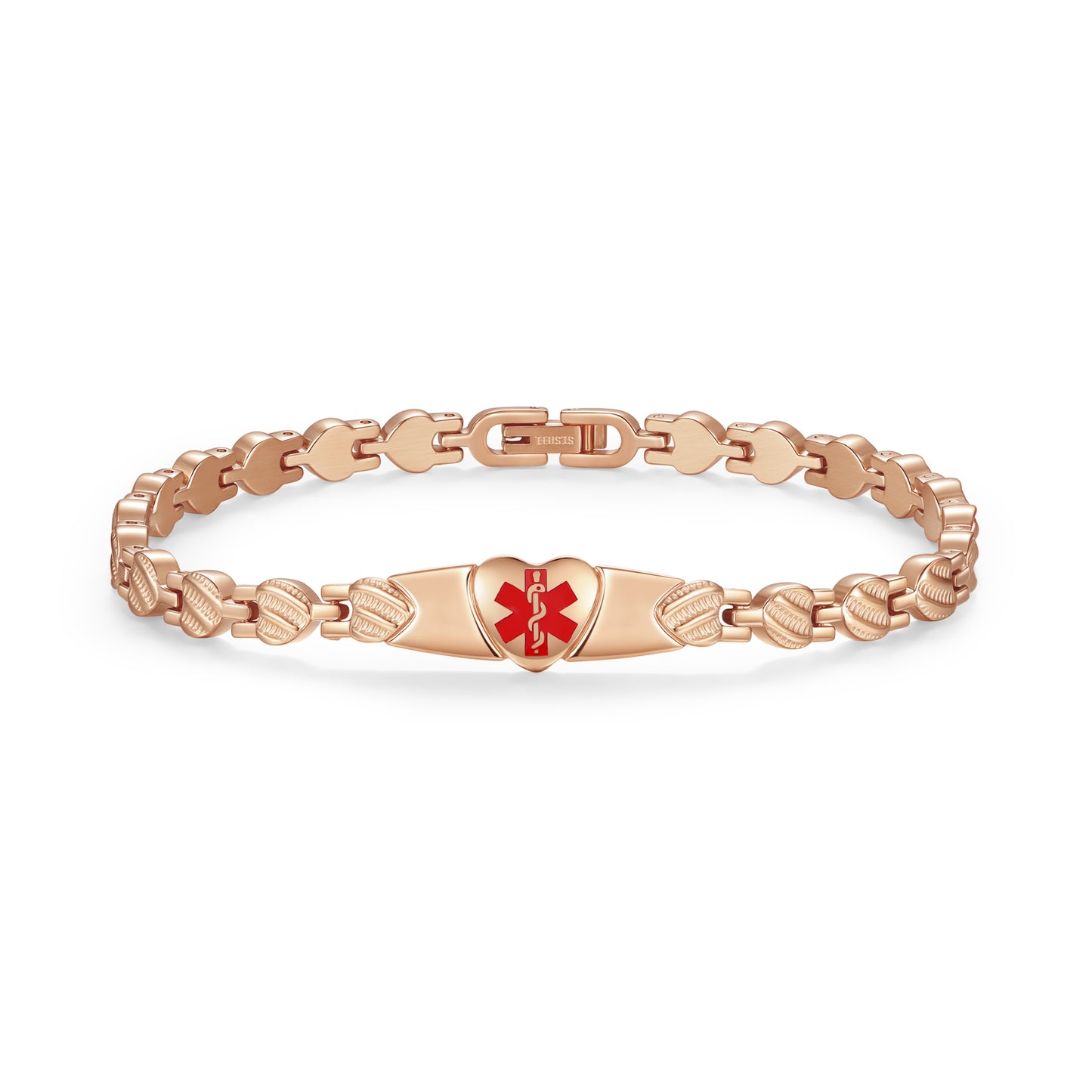 Heart Medical Alert Bracelet for Women – Stainless Steel | Custom Engraving | Adjustable 6-9"