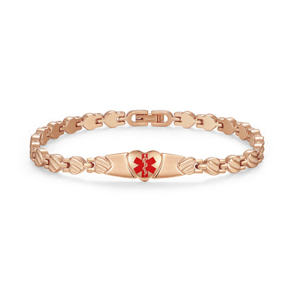 Heart Medical Alert Bracelet for Women – Stainless Steel | Custom Engraving | Adjustable 6-9"