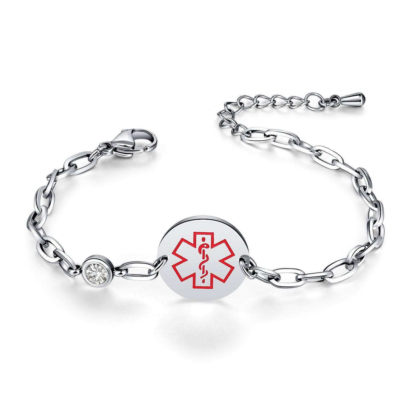 Birthstone qr code medical id bracelet for women,6.5-8.5 inch Adjustable,digital health status page