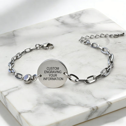 Birthstone qr code medical id bracelet for women,6.5-8.5 inch Adjustable,digital health status page