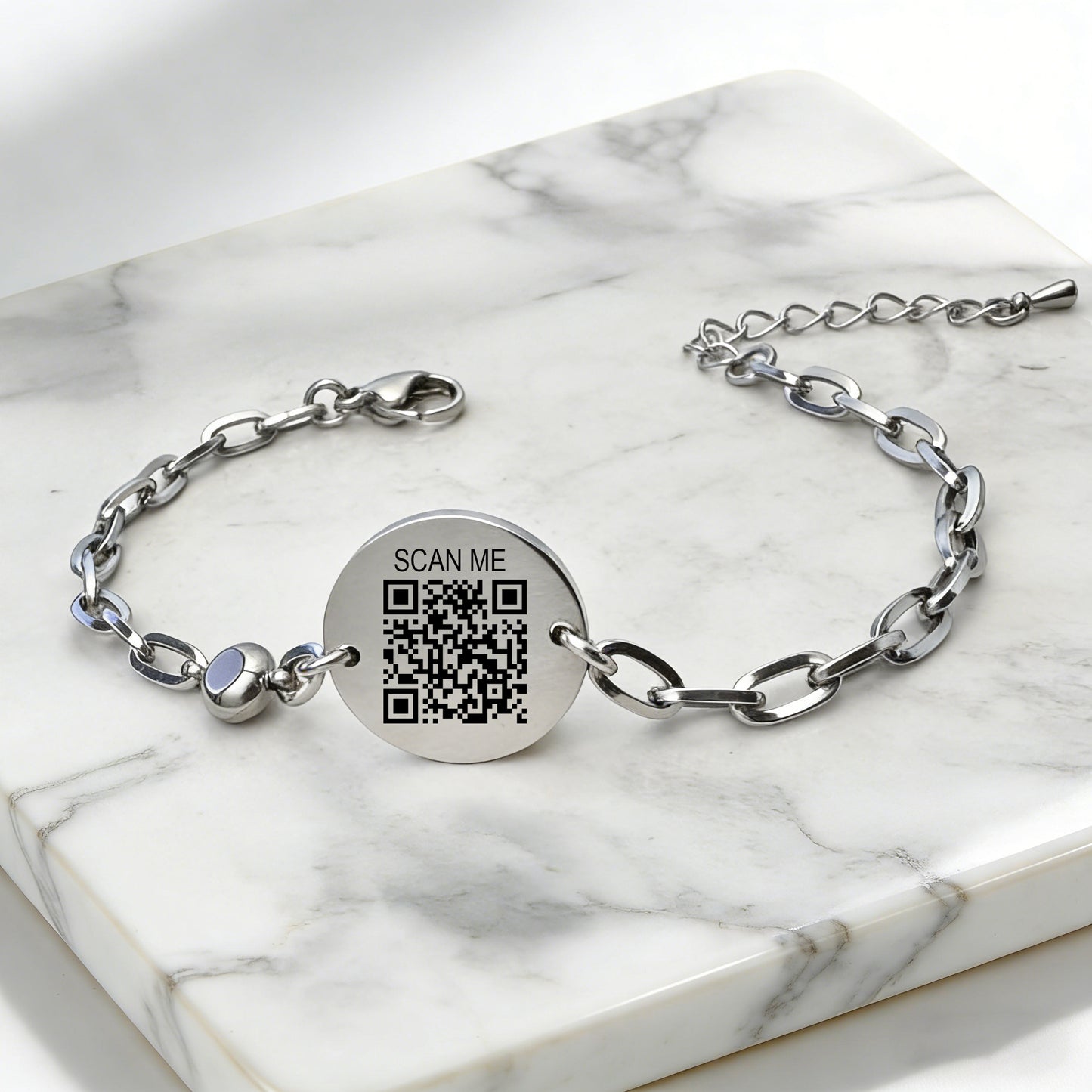 Birthstone qr code medical id bracelet for women,6.5-8.5 inch Adjustable,digital health status page
