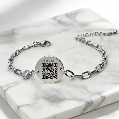 Birthstone qr code medical id bracelet for women,6.5-8.5 inch Adjustable,digital health status page