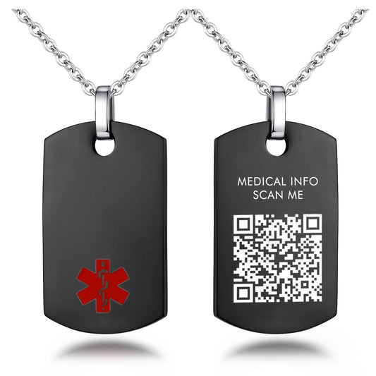 Smart QR Medical ID Dog Tag Necklace