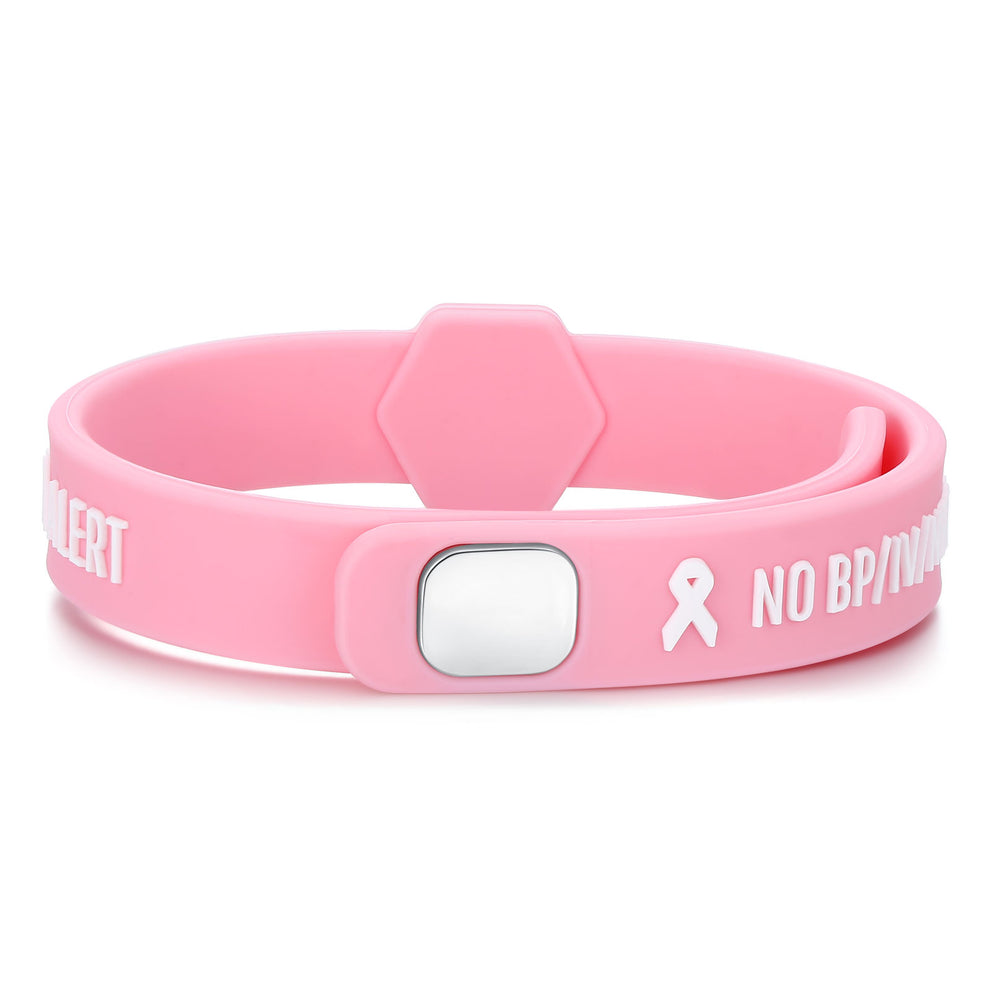 Pink Ribbon Lymphedema Alert Bracelet for Women Breast Cancer Awarenes ...