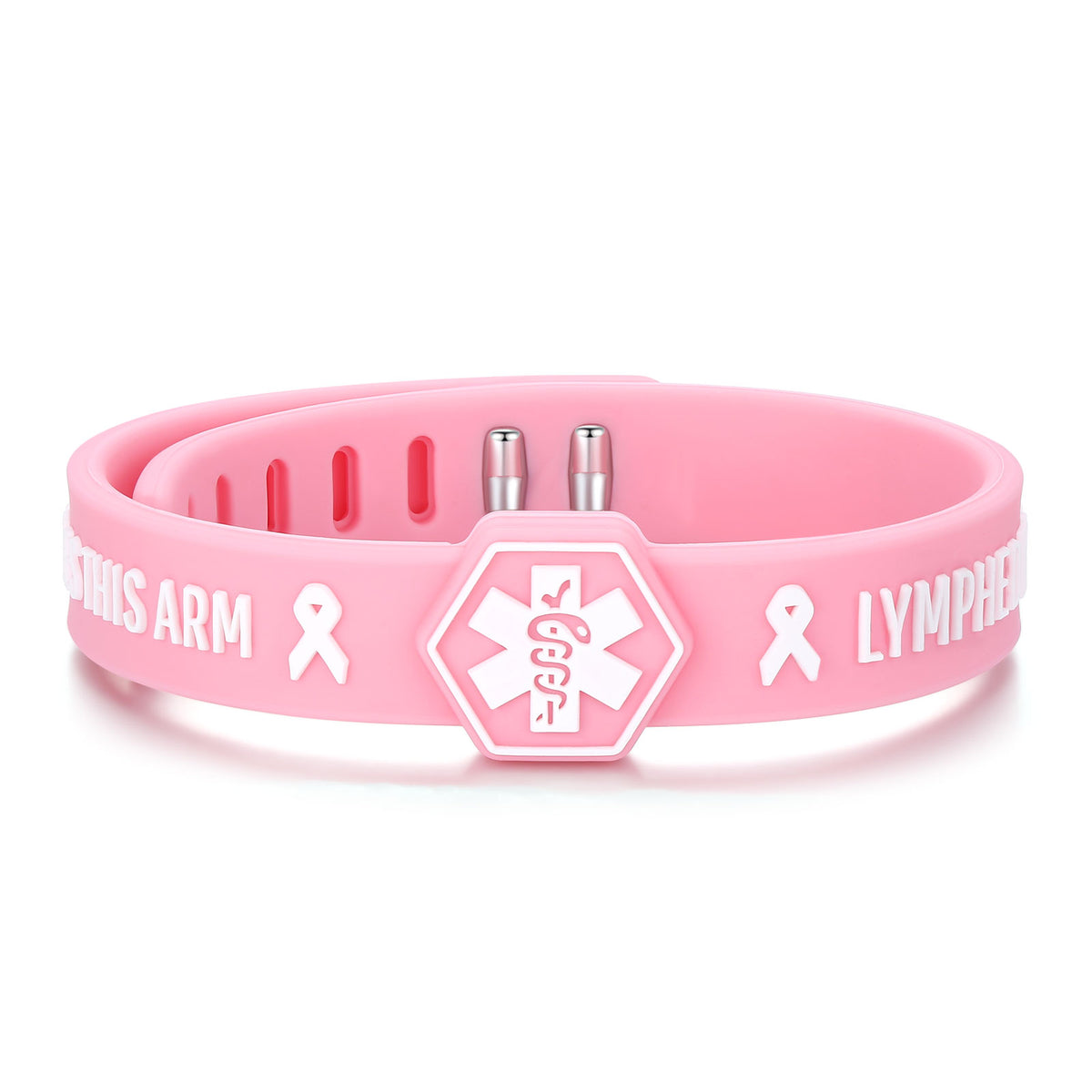 Pink Ribbon Lymphedema Alert Bracelet for Women Breast Cancer Awarenes ...