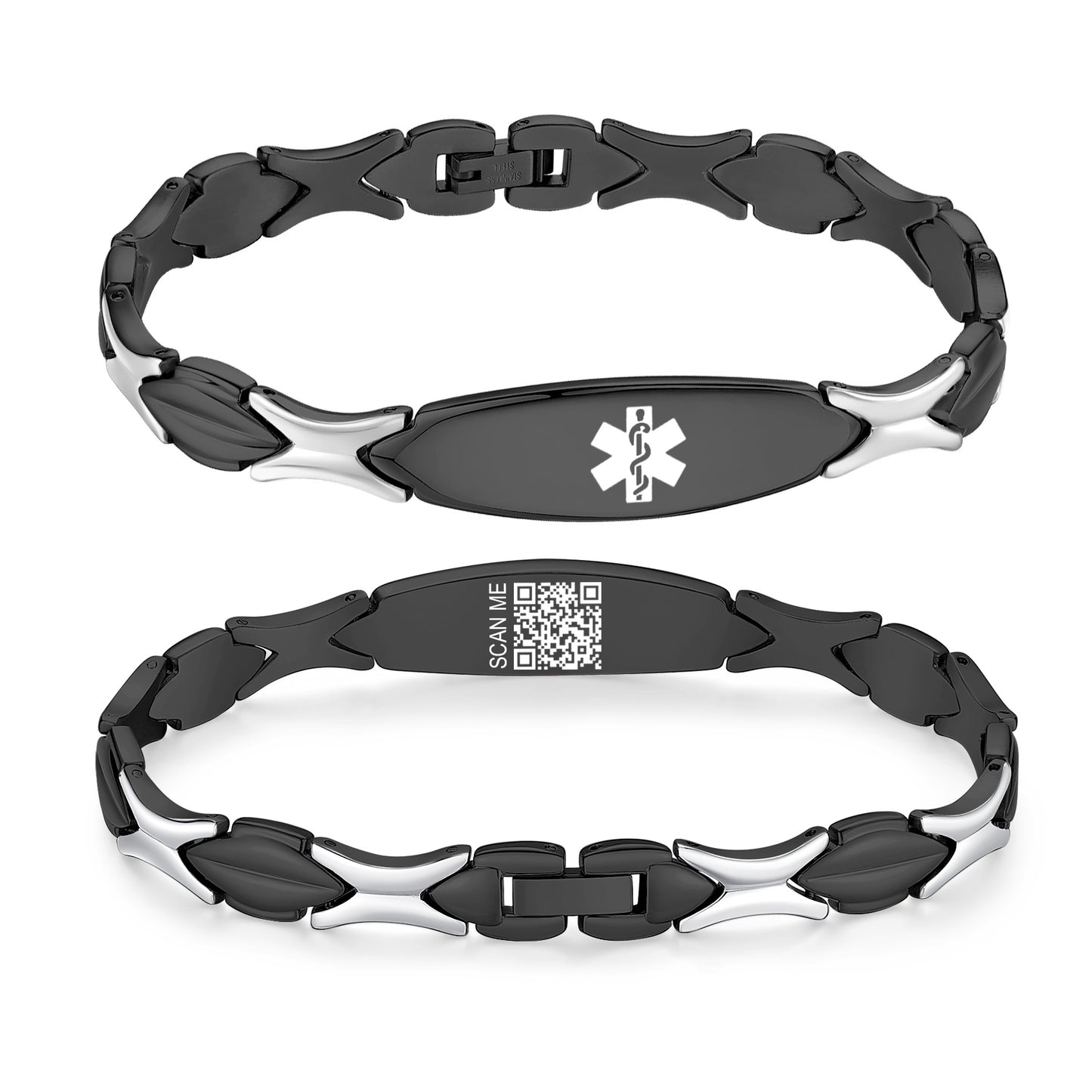 LinnaLove Fashion Shiny medical alert bracelet with QR code for Women set Digital medical records