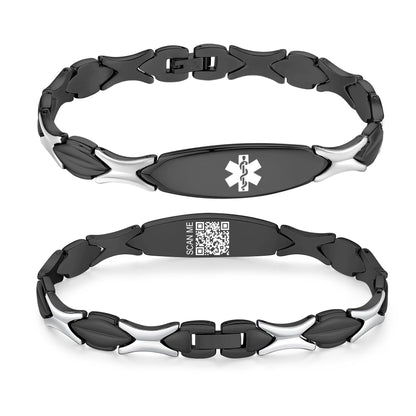 LinnaLove Fashion Shiny medical alert bracelet with QR code for Women set Digital medical records