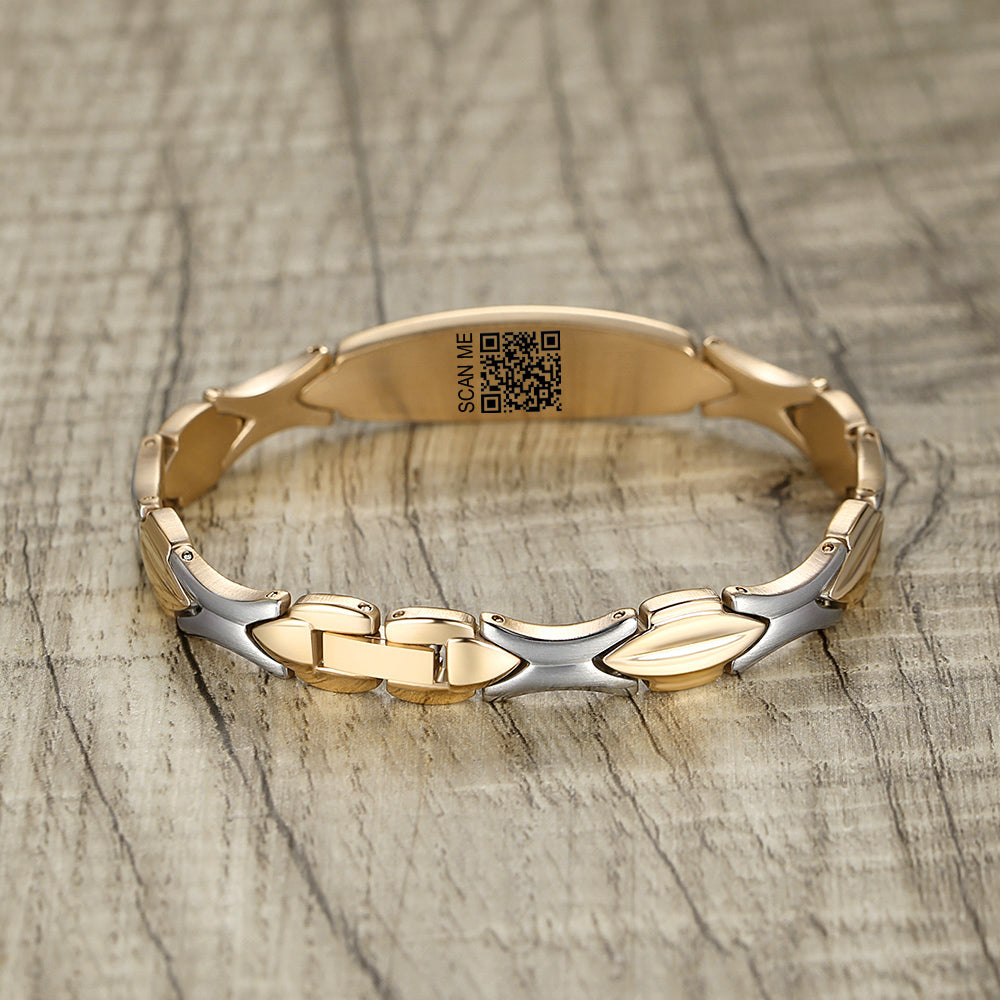 LinnaLove Fashion Shiny medical alert bracelet with QR code for Women set Digital medical records