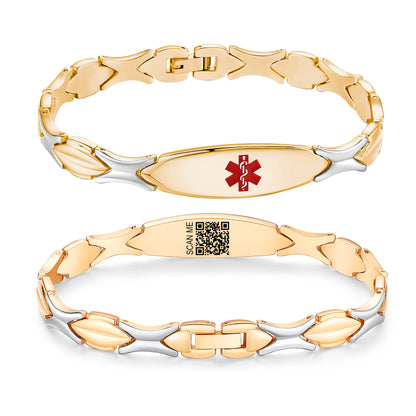 LinnaLove Fashion Shiny medical alert bracelet with QR code for Women set Digital medical records