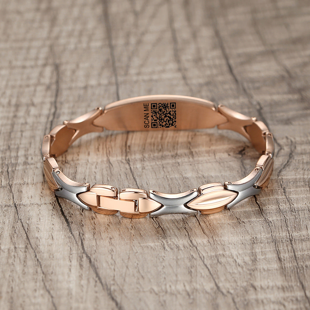 LinnaLove Fashion Shiny medical alert bracelet with QR code for Women set Digital medical records