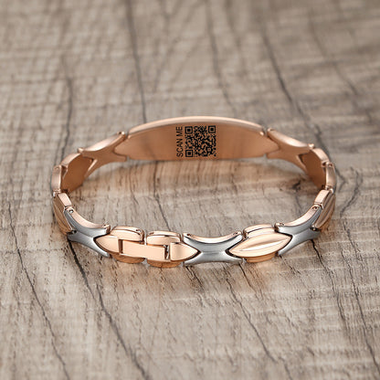 LinnaLove Fashion Shiny medical alert bracelet with QR code for Women set Digital medical records