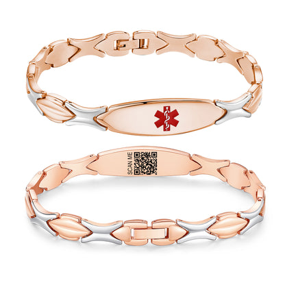 LinnaLove Fashion Shiny medical alert bracelet with QR code for Women set Digital medical records