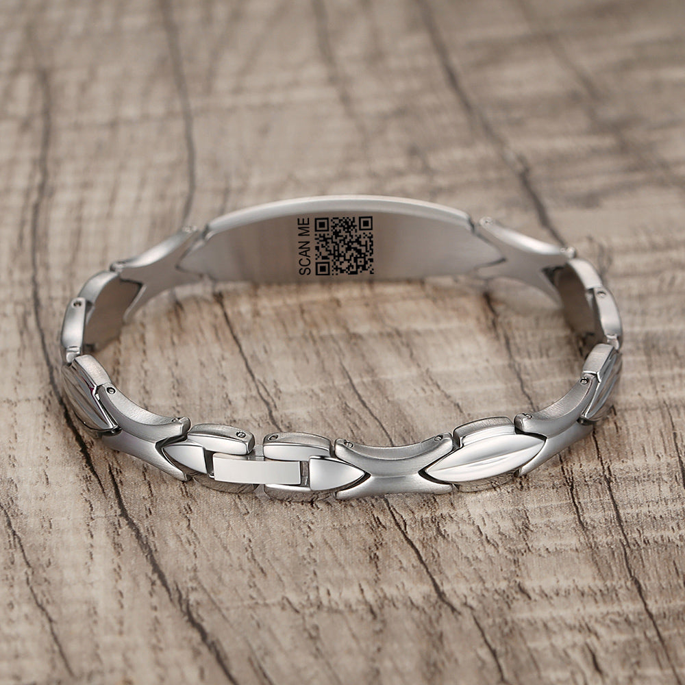 LinnaLove Fashion Shiny medical alert bracelet with QR code for Women set Digital medical records