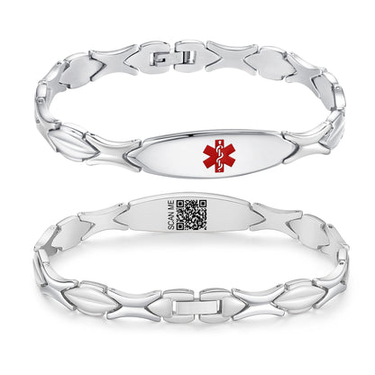 LinnaLove Fashion Shiny medical alert bracelet with QR code for Women set Digital medical records