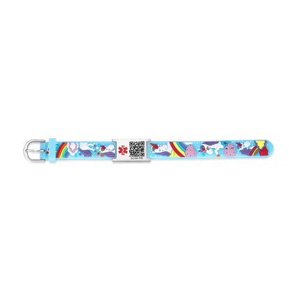 QR Code Medical Alert Bracelet for kids  | digital health status page no subscription needed（Unicorn ）