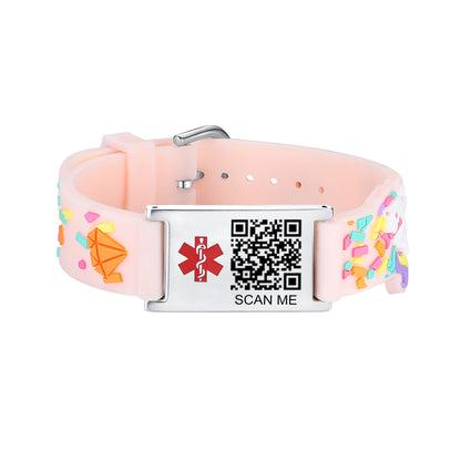 QR Code Medical Alert Bracelet for kids  | digital health status page no subscription needed（Sheep）