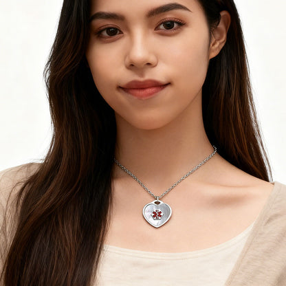 Mother of Pearl QR Medical ID Heart Necklace