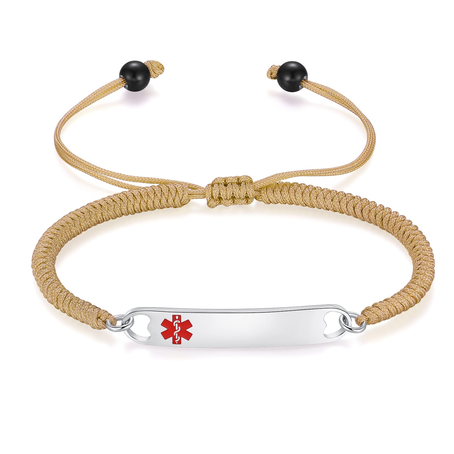 Simple Medical Alert Bracelets for Women Handmade Braided Rope Medical id bracelets with Free Engraving