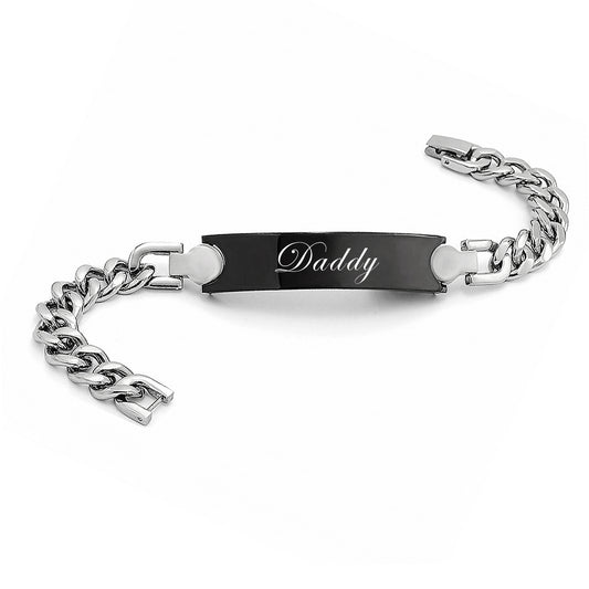 Personalized Engraved Stainless Steel Bracelet for Men,Perfect Gift for Father's Day, Birthday, Anniversary, Dad Jewelry for DAD