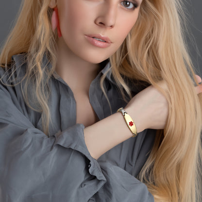 LinnaLove Fashion Shiny medical alert bracelet with QR code for Women set Digital medical records