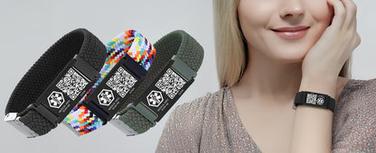Medical ID Bracelet with QR Code for Women Men, Silicone Adjustable QR Code Medical Alert Bracelets,Dynamic Web Information