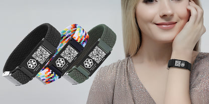 Medical ID Bracelet with QR Code for Women Men, Silicone Adjustable QR Code Medical Alert Bracelets,Dynamic Web Information