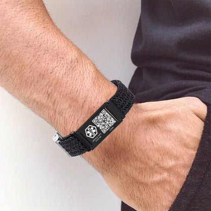 Medical ID Bracelet with QR Code for Women Men, Silicone Adjustable QR Code Medical Alert Bracelets,Dynamic Web Information