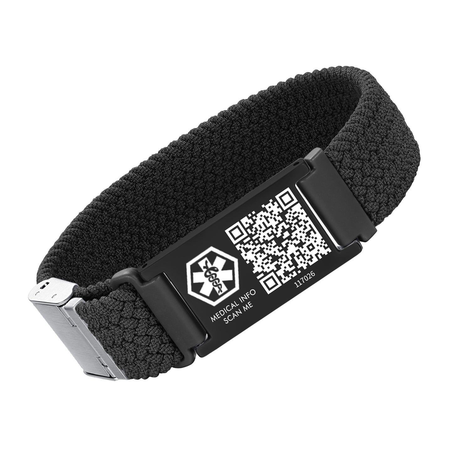 Medical ID Bracelet with QR Code for Women Men, Silicone Adjustable QR Code Medical Alert Bracelets,Dynamic Web Information