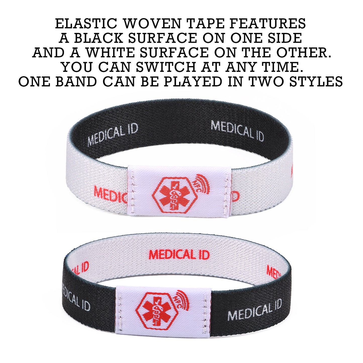 Medical ID Bracelet with QR Code for Women Men, Silicone Adjustable QR Code Medical Alert Bracelets,Dynamic Web Information