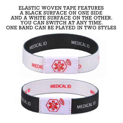 Medical ID Bracelet with QR Code for Women Men, Silicone Adjustable QR Code Medical Alert Bracelets,Dynamic Web Information
