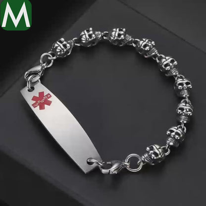 The Skull Medical ID Bracelets with Customizable engraving