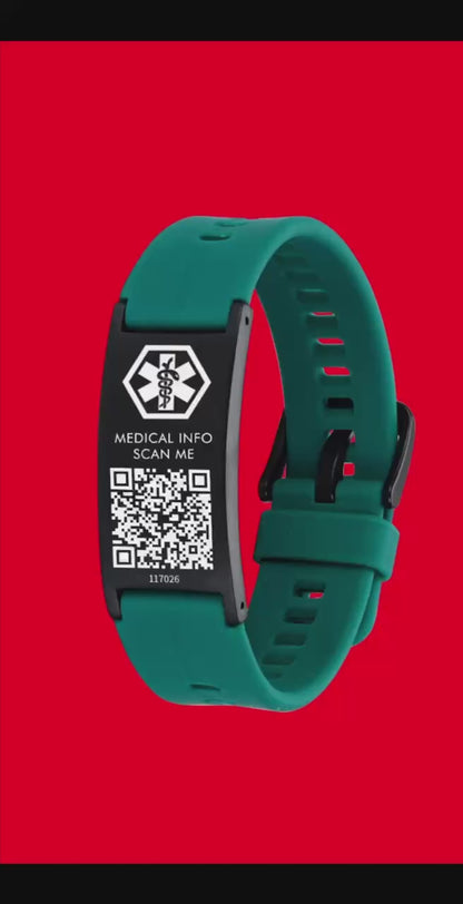 Medical ID Bracelet with QR Code for Women Men, Silicone Adjustable QR Code Medical Alert Bracelets,Dynamic Web Information