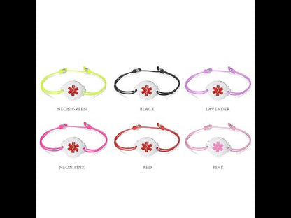 Handmade Adjustable Cord Medical Alert Bracelets for Women