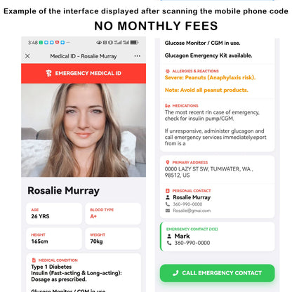 QR Code Medical Alert Bracelet for kids  | digital health status page no subscription needed（Sheep）