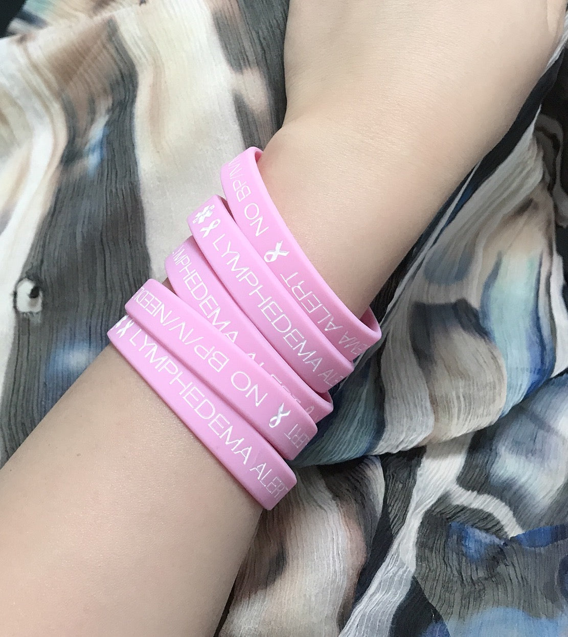 Pink Ribbon Lymphedema Alert Bracelet for Women Breast Cancer Awareness Pink Ribbon Bracelets