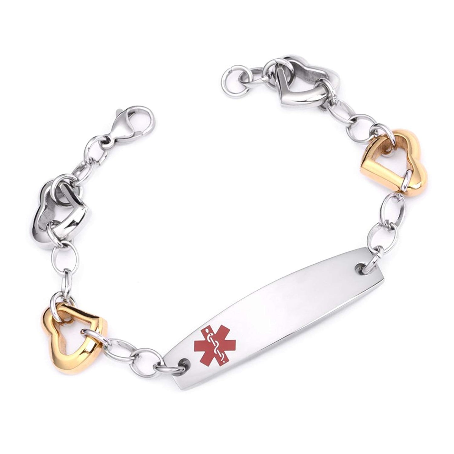 Tarring Free engraving Creativity Heart Medical alert id bracelets for Women & Girls