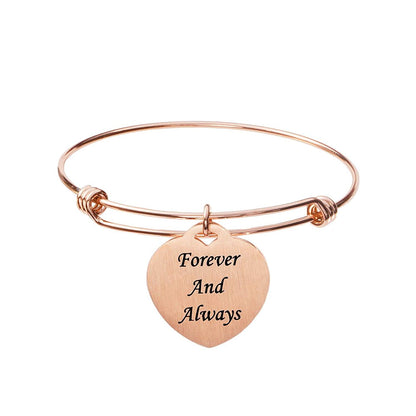 LinnaLove Remember I Love You Mom Rose Gold Inspirational Bangle Bracelet,Gift For Mom From Son/Daughter