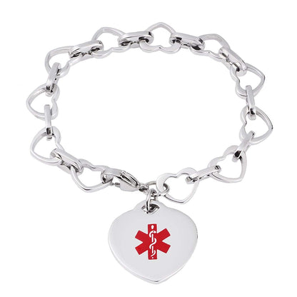 LinnaLove Heart to Heart Medical id bracelet for Women and Girls with Free engraving