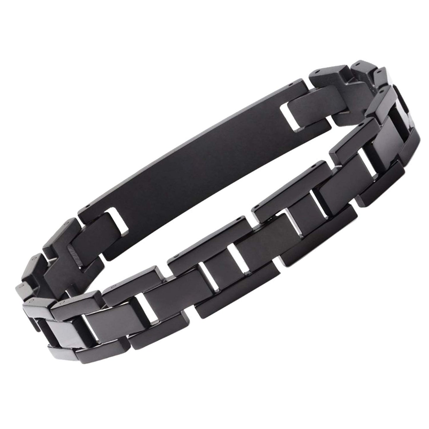 LinnaLove Onyx Solid titanium Medical id Bracelets for Men and Women