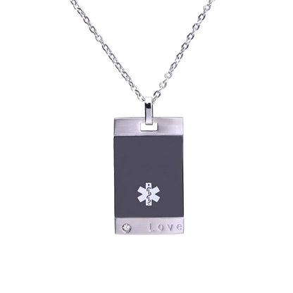 Free Engraving Stainless Steel LOVE ID Pendant Medical Alert Necklaces