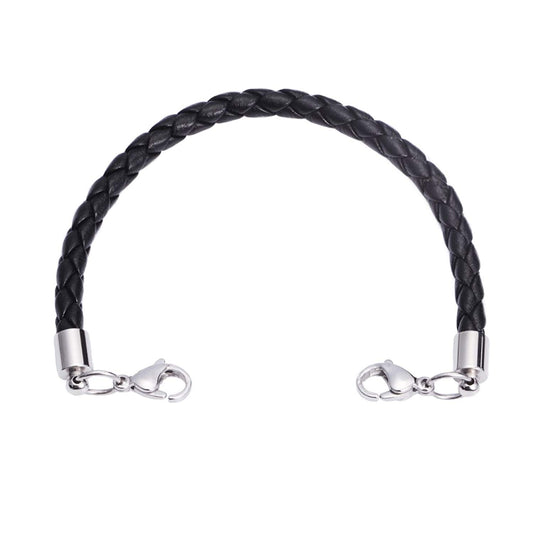 LinnaLove Black Leather Interchangeable Medical Alert Bracelet match Your Medical id tags