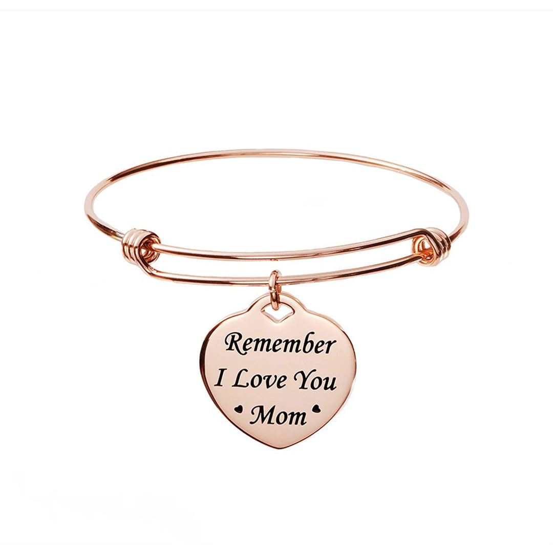 LinnaLove Remember I Love You Mom Rose Gold Inspirational Bangle Brace