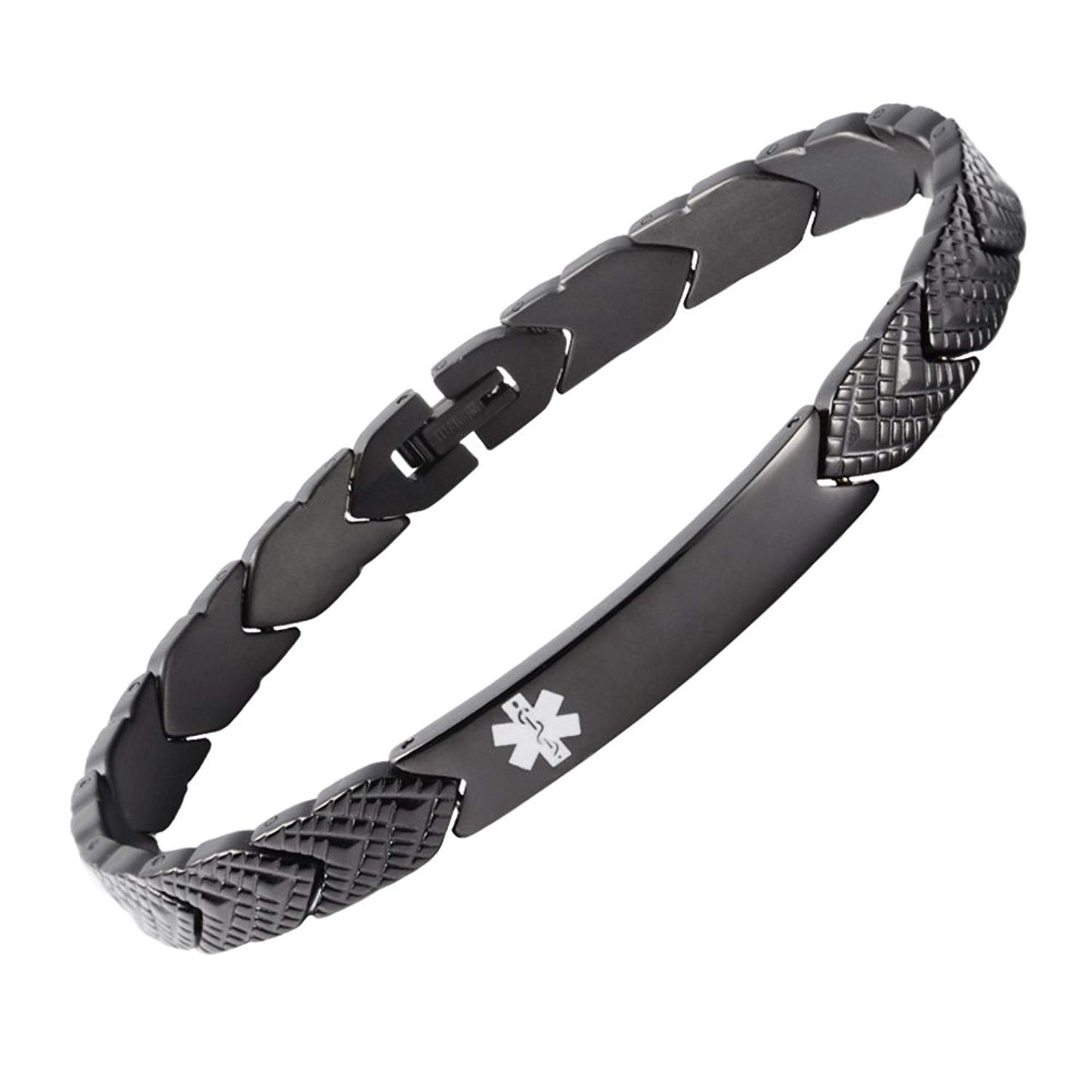 Fashion Titanium Medical alert id Bracelet for Women,Not allergic-Free engraving